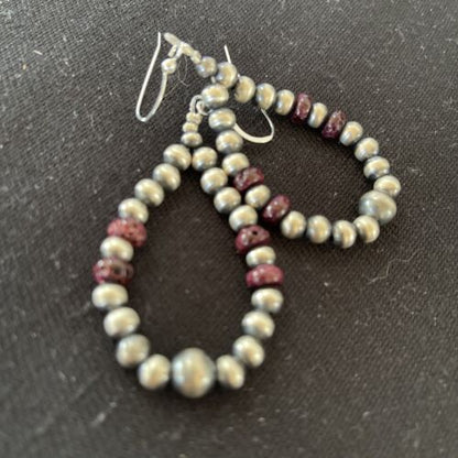 Navajo Purple Spiny Oyster Bead Dangle Earrings | Sterling Silver | Authentic Native American Handmade | 1571