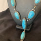 Navajo Kingman Turquoise Lariat Necklace | Sterling Silver | Authentic Native American Handmade | 11571