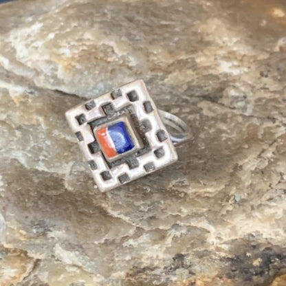 Native American Women's Navajo Blue Lapis Spiny Inlay Ring | Sz 6.5 | 13166 - Masha USA