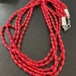 Navajo Red Coral 5-Strand Necklace | Sterling Silver Barrel Beads | 22" | Authentic Native American Handmade | 10438