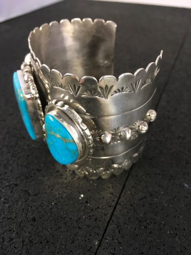 Native American Ithaca Peak Turquoise Men's Bracelet | Sterling Silver | 8816 - Masha USA