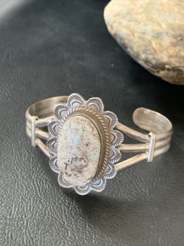 High Grade Dry Creek Turquoise Cuff Bracelet | Navajo Sterling Silver | Authentic Native American Handmade | 11704 - Masha USA