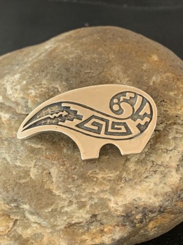 Native American Hopi Bear Stamped Pendant | Sterling Silver | Handmade | 1462 - Masha USA