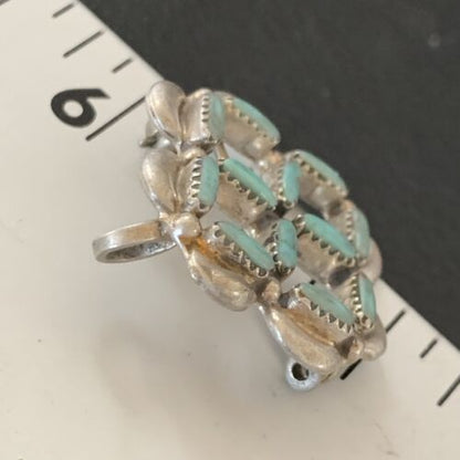 Zuni Blue Turquoise Pin Pendant | Sterling Silver | Authentic Native American Handmade | 12133