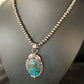 Navajo Spiderweb Turquoise Pendant Necklace | Sterling Silver | 2.25" | Authentic Native American Handmade | 14061