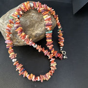 Navajo Multi-Color Spiny Oyster Necklace | Sterling Silver | 21" | Authentic Native American Handmade | 14309