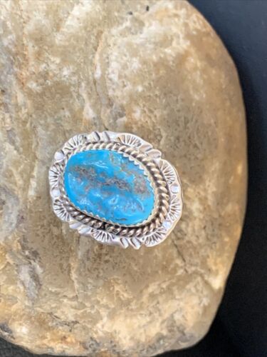 Southwestern Navajo Blue Kingman Turquoise Ring | Sterling Silver | Sz 7 | 12208