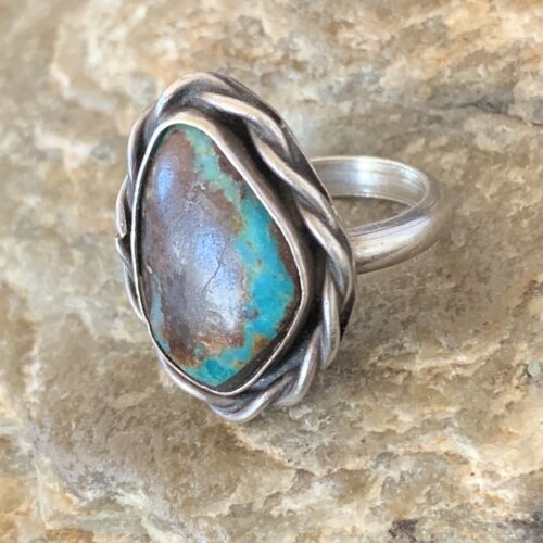 Navajo Blue Turquoise Ring | Sterling Silver | Sz 5 | Authentic Native American Handmade | 10361