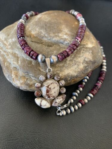 Navajo Wild Horse Pendant | Sterling Silver Purple Spiny Oyster Necklace | Multi-Stone | 12328