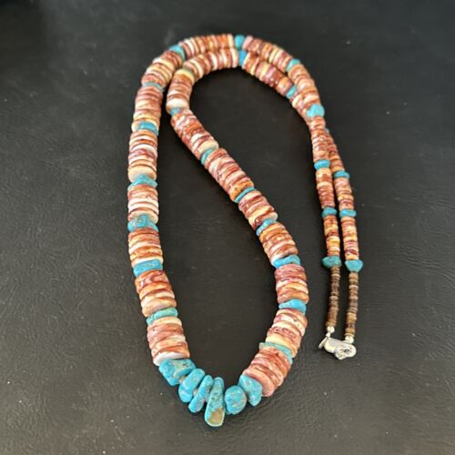 Purple Spiny Oyster Turquoise Necklace | Navajo Sterling Silver | 26" | Authentic Native American Jewelry | 14625 - Masha USA
