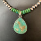 Navajo Green Turquoise Pendant Necklace | Sterling Silver Beads | Authentic Native American Handmade | 13307