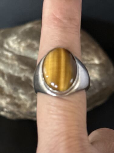 Native American Coffee Tiger's Eye Ring | Sterling Silver | Sz 9 | 14269