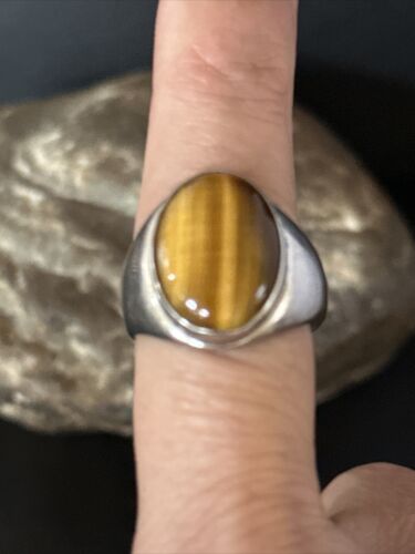 Native American Coffee Tiger's Eye Ring | Sterling Silver | Sz 9 | 14269 - Masha USA