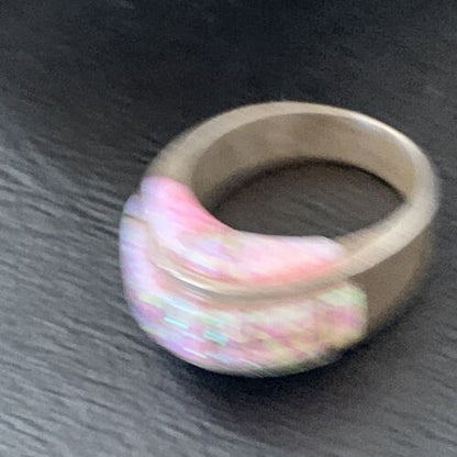 Navajo Pink Opal Inlay Band Ring | Sz 6 | Authentic Native American Handmade | 12404 - Masha USA