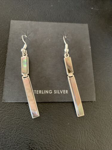 Navajo Pava Shell Inlay Earrings | Sterling Silver | Authentic Native American Handmade | 13074