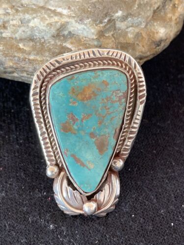 Southwestern Navajo Blue Royston Turquoise Ring | Sterling Silver | Sz 9 | 552