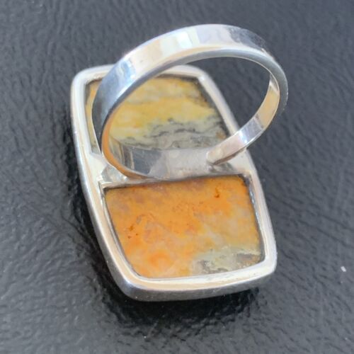 Navajo Bumble Bee Jasper Ring | Sterling Silver | Sz 8 Adjustable | Authentic Native American Handmade | 11541