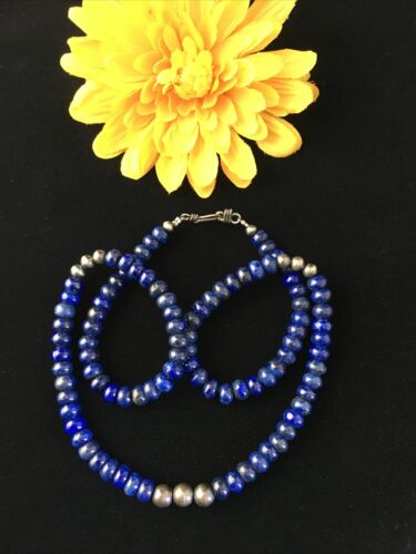 Native American Lapis Lazuli Strand Necklace | Sterling Silver | Men's 22" | 1739