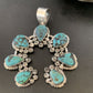 Navajo Spiderweb Turquoise Naja Pendant | Sterling Silver | Authentic Native American Handmade | 2225