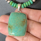 Navajo Green Turquoise Pendant Necklace | Sterling Silver Beads | Authentic Native American Handmade | 13304