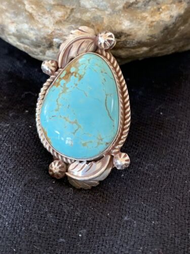 Navajo Blue Turquoise #8 Ring | Sterling Silver | Sz 7 | Authentic Native American Handmade | 671