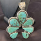 Navajo Blue Turquoise Naja Pendant Necklace | Authentic Native American Sterling Silver | 11356