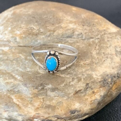 Southwestern Old Pawn Navajo Blue Turquoise Ring | Sterling Silver | Sz 9.5 | 10772
