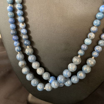 Native American Denim Lapis Bead Necklace | Sterling Silver | 21" | 2028