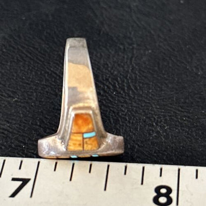 Navajo Blue Turquoise Spiny Oyster Inlay Ring | Sz 6.5 | Authentic Native American Handmade | 14557