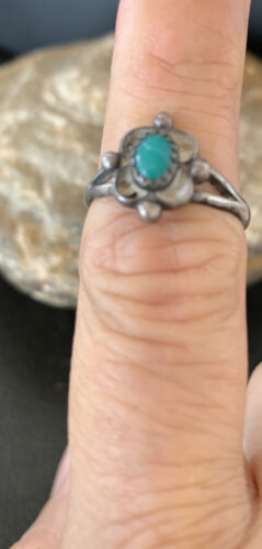 Navajo Green Turquoise Ring | Sterling Silver | Sz 5.5 | Authentic Native American Handmade | 10786