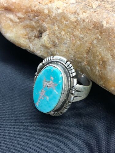 Navajo Sterling Silver Turquoise Ring | Sz 7.25 | Southwestern Handcrafted | 2634