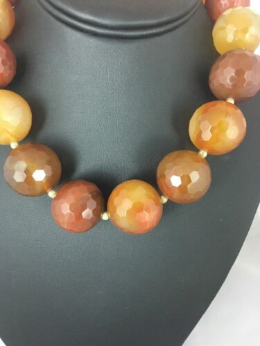 24mm Bold Faceted Carnelian Gold Filled Beads Necklace | 17" | Navajo Style |  3693