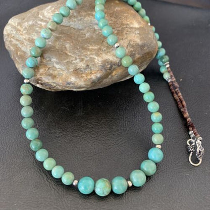 Navajo Royston Green Turquoise Shell Heishi Necklace | Sterling Silver | 23" | Authentic Native American Handmade | 10918