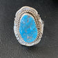 Southwestern Navajo Blue Kingman Turquoise Ring | Sterling Silver | Sz 9 | 12215