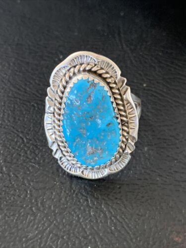 Southwestern Navajo Blue Kingman Turquoise Ring | Sterling Silver | Sz 9 | 12215