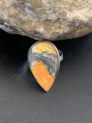 Southwestern Navajo Yellow Bumble Bee Jasper Ring | Sterling Silver | Sz 7 | 11553