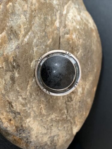 Native American Design Black Onyx Pinky Ring | Sterling Silver | Sz 3.5 | 10799