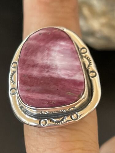 Navajo Turquoise Purple Spiny Oyster Ring | Sterling Silver | Sz 9 | Authentic Native American Handmade | 10296