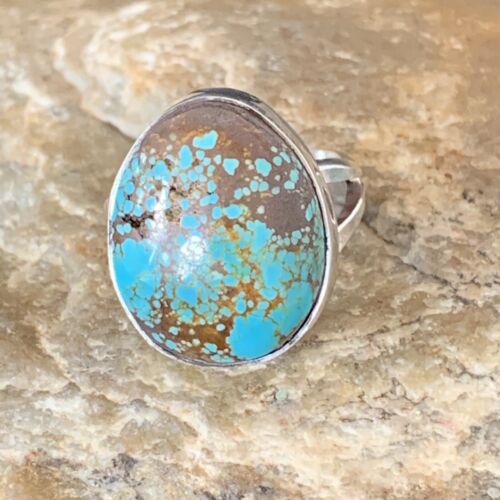 Native American Men's Classic Navajo Blue Turquoise #8 Ring | Sterling Silver | Sz 8 | 01826