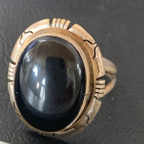 Navajo Black Onyx Ring | Sterling Silver | Sz 10 | Authentic Native American Handmade | 11953