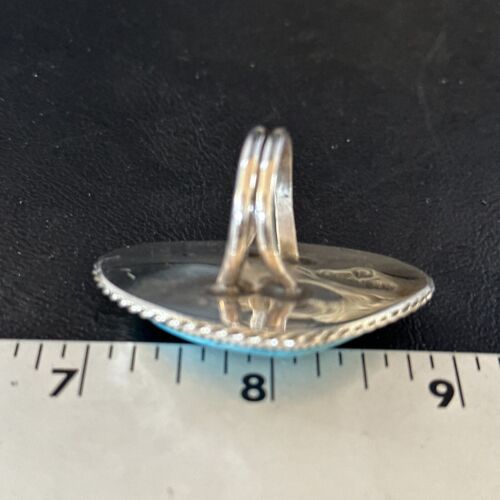 Native American Sterling Silver Blue Kingman Turquoise Ring | Sz 9 | 14550