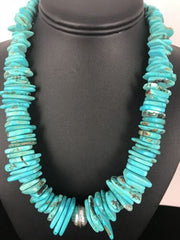 Navajo Pearls Sterling Silver Turquoise Nugget Necklace | Authentic Native American | 20" | Graduated