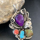 Navajo Sugilite, White Buffalo Turquoise, Spiny Oyster Multi-Stone Pendant | Authentic Native American Sterling Silver | Multi-Stone | 1224