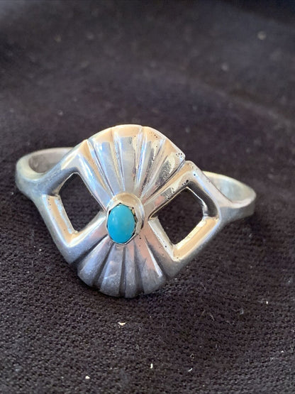 Native American Kids Navajo Blue Turquoise Bracelet | Sterling Silver | 01158
