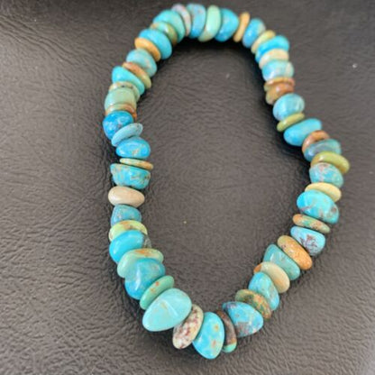 Men's Women's Stretch Bracelet | Blue Green Turquoise Stone | 7" | 11829
