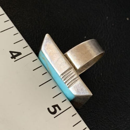Native American Handmade Navajo Blue Turquoise Inlay Band Ring | Sz 7 | 12855