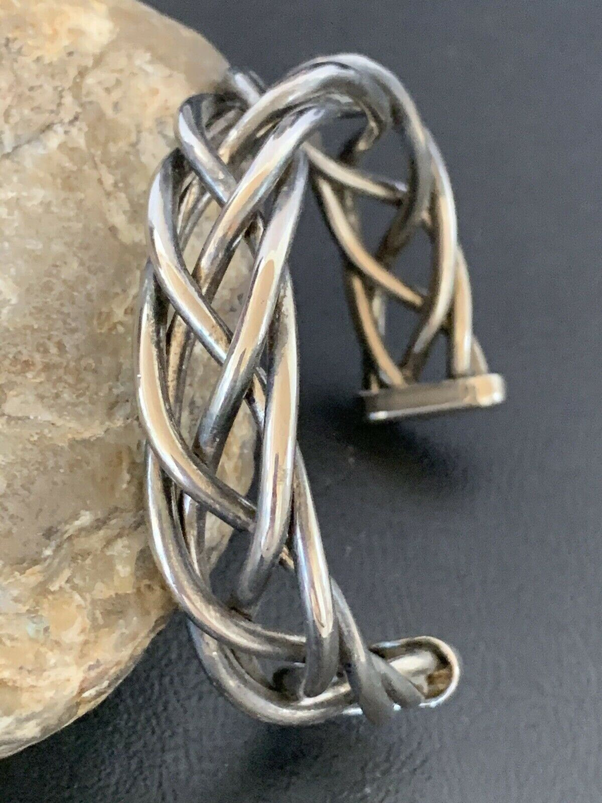 Old Pawn Navajo Wire Braid Bracelet | Sterling Silver | Authentic Native American Handmade | 10415