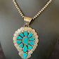 Navajo Kingman Turquoise Multi-Stone Pendant | Authentic Native American Sterling Silver | 11515