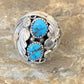 Navajo Blue Kingman Turquoise Feather Ring | Authentic Native American Sterling Silver | Multi-Stone | Sz 11.5 | 12221