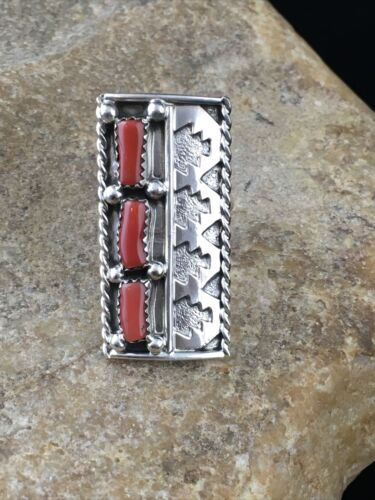 Navajo Red Coral Multi-Stone Ring | Authentic Native American Sterling Silver | Multi-Stone | Sz 7.5 | 10094